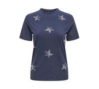 Only Women's Onlharper Life S/S Top Box JRS T-Shirt, Naval Academy/Detail:Rocking Star, M