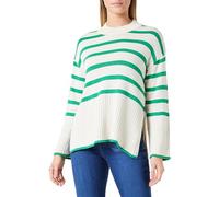 ONLY Women's Onlhella Ls Loose O-Neck CC KNT Pullover Sweater, Birch/Stripes: Green bee, M