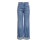 ONLY Women's Onlhope Ex Hw Wide Fold Up DNM PIM, Medium Blue (Medium Blue Denim), 27W x 30L