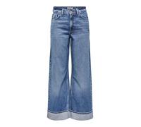 ONLY Women's Onlhope Hw Wide Fold Up DNM Cro Jeans, Medium Blue (Medium Blue Denim), 27W x 32L
