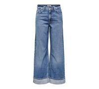 ONLY Women's Onlhope Hw Wide Fold Up DNM Cro Jeans, Medium Blue (Medium Blue Denim), 28W x 32L