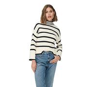 ONLY Women's Onlibi L/S Higneck Pullover CC KNT Sweater, Whitecap Grey/Stripes: White/Melange/Black, M