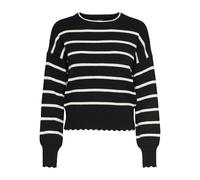 ONLY Women's Onlibi LS O-Neck CC KNT Sweater, Black/Stripes: White Cap Grey melt, L
