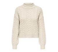 ONLY Women's Onlida Life Ls High Neck KNT Sweater, Birch/Detail: Melange, M