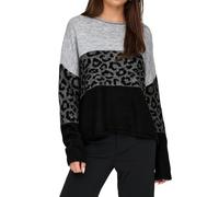ONLY Women's Onljade Animal LS O-Neck Noos KNT Pullover, Light Grey Melange/Pattern: w. MGM/Black, XS