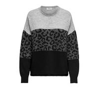 ONLY Women's Onljade Animal LS O-Neck Noos KNT Pullover, Light Grey Melange/Pattern: w. MGM/Black, XS