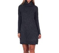 Turtleneck Jumper Dress in Chunky Knit Dark grey marl