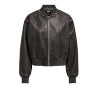 ONLY Women's Onljane Faux Leather Washed Bomber OTW Jacket, Chocolate Brown, L