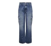 ONLY Women's Onljune High Waisted Cargo DNM MBD Dot Jeans, Medium Blue (Medium Blue Denim), 33W x 32L