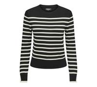ONLY Women's Onlkalana LS O-Neck KNT Sweater, Black/Stripes: White Cap Grey, XS
