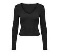 ONLY Women's Onlkaya L/S V-Neck Short top JRS T-Shirt, Black, XL