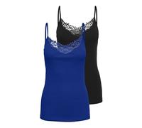 ONLY Women's Onlkira Lace Singlet 2pack Noos Tank Top, Black 11, XS (Pack of 2)