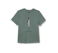 ONLY Women's Onlkita Life Reg S/S Plume Top Box JRS T-Shirt, Balm Green/Print: Enjoy, S