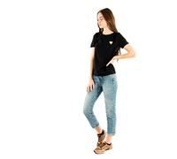 ONLY Women's Onlkita Life S/S Logo Top Noos, Black/Print: Gold Glitter Heart, M