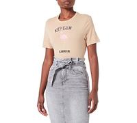 ONLY Women's ONLKITA REG S/S Flamingle TOP Box JRS T-Shirt, Nomad/Print:Flamingo, M