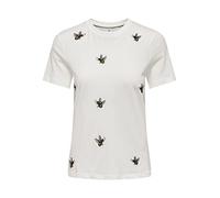 ONLY Women's Onlkita Reg S/S Top Box Cs JRS T-Shirt, Cloud Dancer/Print:Bees, XS
