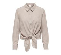 ONLY Women's Onllecey Ls Knot Shirt Noos Blouse, Toasted Coconut, Large