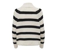 ONLY Women's Onlleise Freya LS Zip High Neck KNT Noos Sweater, Birch/Stripes: Black, XL