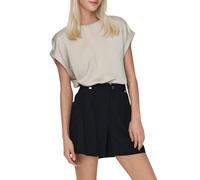 ONLY Women's Onllieke S/S Satin Mix Top WVN Noos Short-Sleeved Blouse, Brown, M