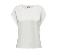 ONLY Womens Onllieke S/S Satin Mix Top WVN Noos Short-Sleeved Blouse, White, M UK