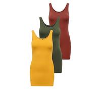 ONLY Women's Onllive Love Long Tank TOP 3-Pack Top for Women, Kalamata/Golden Yellow/Burnt Henna, L