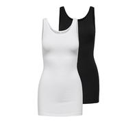 ONLY Women's Onllive Love New Long Tank Top 2pk Noos Vest, Multicoloured (Black Pack:black and White), L UK
