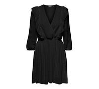 ONLY Women's Onllondon 3/4 Ruffle Dress Noos WVN, Black, XS