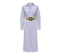 ONLY Women's Onllova Hope LS Shirt Midi Dress WVN Blouse, Cloud Dancer/Stripes: bel Air, L