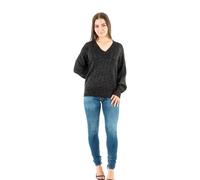 ONLY Women's Onllucia LS Glitter V-Neck Cs KNT Knitted Jumper, Black/Detail: DTM Glitter, M