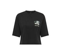ONLY Women's Onllucy Life S/S Flowers Top Box JRS, Black, L