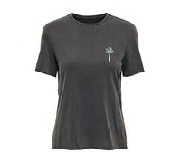 ONLY Women's Onllucy Reg S/S Palm Tiger Top Box JRS T-Shirt, Black/Print: Enigma, XS