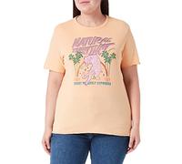 ONLY Women's Onllucy Reg S/S Palm Tiger Top Box JRS T-Shirt, Orange Chiffon/Print: Natural, Large