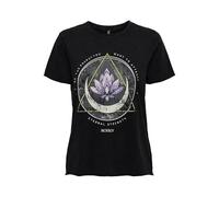ONLY Women's ONLLUCY REG S/S TOP JRS NOOS T-Shirt, Black/Print:Lotus, XL