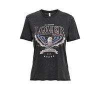 ONLY Women's Onllucy Reg S/S Top JRS Noos T-Shirt, Black/Print: Lover, Large