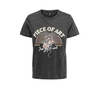 ONLY Onllucy Women's T-Shirt XS S M L XL Black Grey 100% Cotton Crew Neck, Walnut/Print: untamable, L