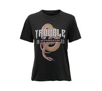 ONLY Women's ONLLUCY REG S/S TOP JRS NOOS Vest, Black/Print:Trouble Snake, L