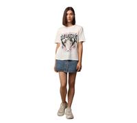 ONLY Women's Onllulu Life Boxy S/S Wild Top Box JRS T-Shirt, Cloud Dancer/Print:Fabulous, M