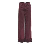ONLY Women's Onlmadison-Soph Hw Wide Fold Up PNT, Cabernet, L / 32L