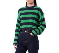 ONLY Women's Onlmalavi KNT Noos L/S Cropped Pullover Sweater, Navy Blazer/Stripes: Wide/Green bee, L