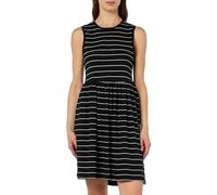 ONLY Women's Onlmay Life S/L Peplum Dress Box JRS Jersey, Black/Stripes: Cloud Dancer (Nadia), S