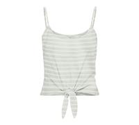 ONLY Women's Onlmay Life S/L Short Knot Top Box JRS, Subtle Green/Stripes:Cloud Dancer (Ella), Large