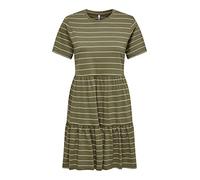 ONLY Women's Onlmay S/S O-Neck Peplum Dress Box JRS, Mermaid/Stripes: Cloud Dancer (Nadia), S