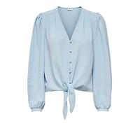 Only Women's ONLMETTE L/S Button Knot TOP WVN T-Shirt, Cashmere Blue, XS