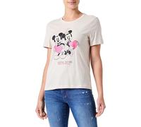 ONLY Women's Onlmickey Life Reg S/S Valentine Top JRS T-Shirt, Pumice Stone/Print: Sequin Heart, S