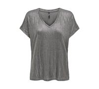 ONLY Women's Onlmirinda S/S V-Neck top JRS, Dark Grey Melange/Detail: Gun Metallic, S