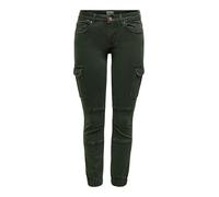 ONLY Cargo Jeans Hose | Stretch Denim Jogger Pants | Slim Mid Waist Karottenhose ONLMISSOURI, Farben:Grün-3, Größe:34W / 34L, Z-Länge:L34