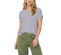 ONLY Women's Onlmoster Stripe S/S O-Neck Top JRS Noos T-Shirt, Cloud Dancer/Stripes:Naval Academy, Large