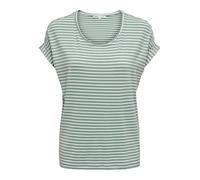 Only Women's ONLMOSTER Stripe S/S O-Neck TOP JRS NOOS T-Shirt, Jadeite/Stripes:Cloud Dancer, Small