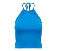 ONLY Women's Onlnew Kira S/L Top Box JRS Crop, Indigo Bunting/Detail: Halterneck, XS