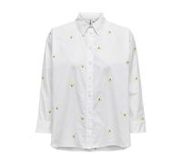 ONLY Women's Onlnew Lina Grace Ls Emb Shirt Noos WVN Long Sleeve Blouse, Bright White/AOP: Lemon, XL